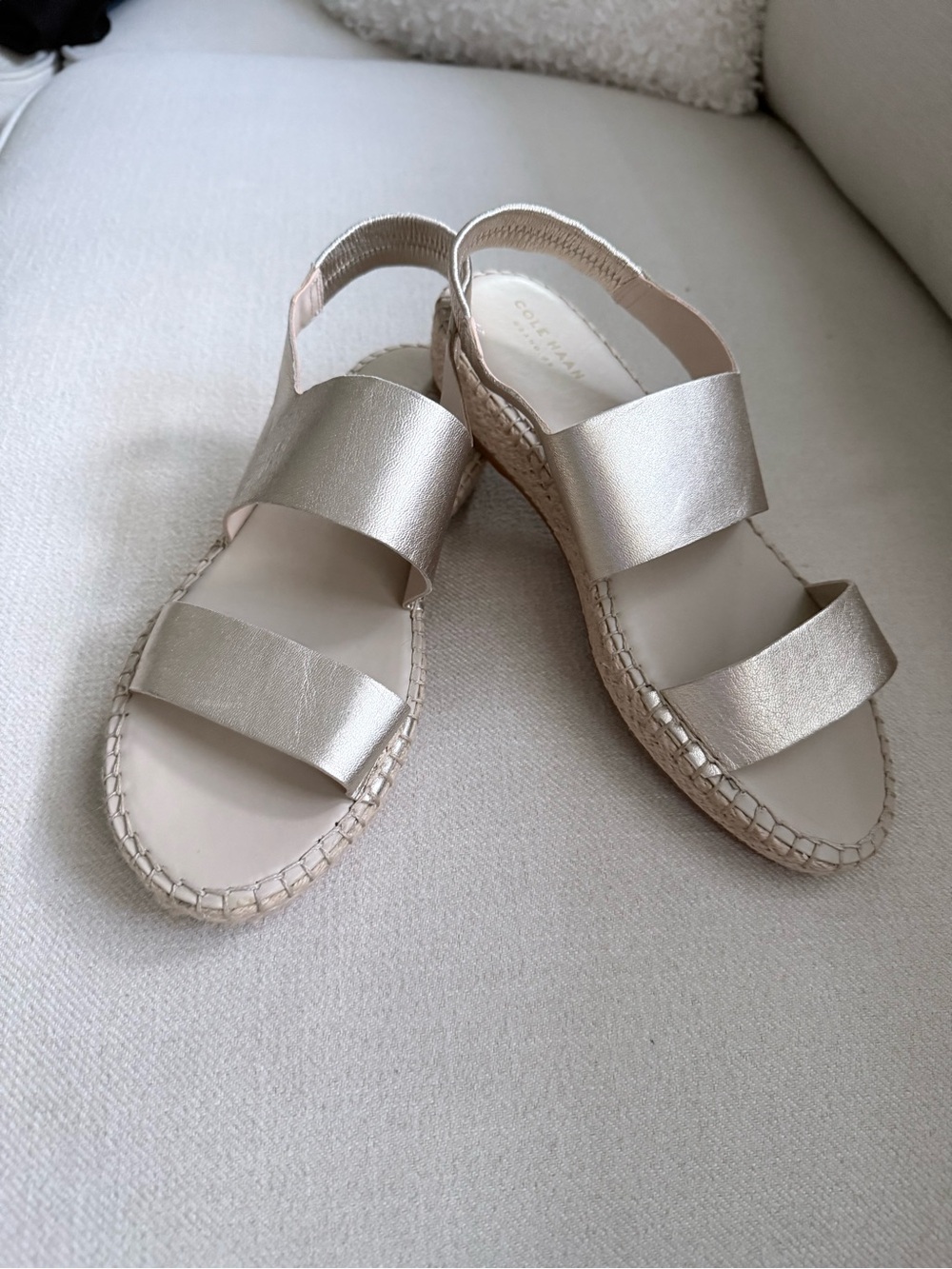 Cole Haan Metallic Gold Slingback Espadrille Sandals